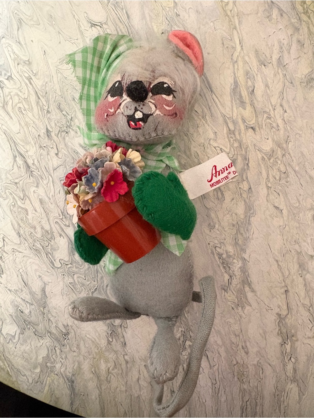 1977 Annalee doll - Mouse with Potted Flowers - Vintage